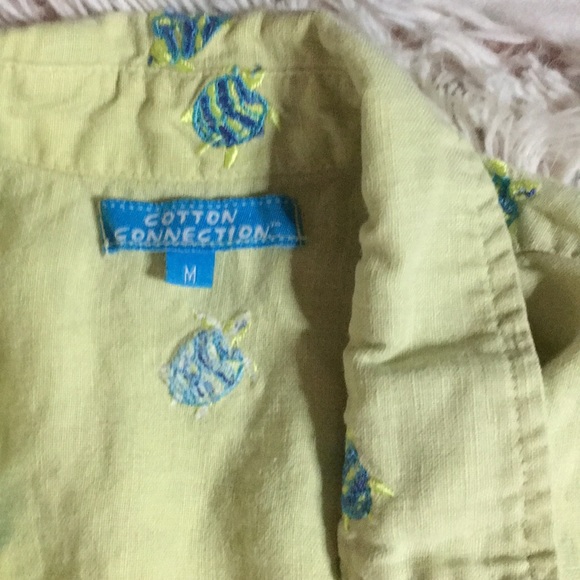 🐢VTG linen embroidered turtle shirt - Picture 4 of 7